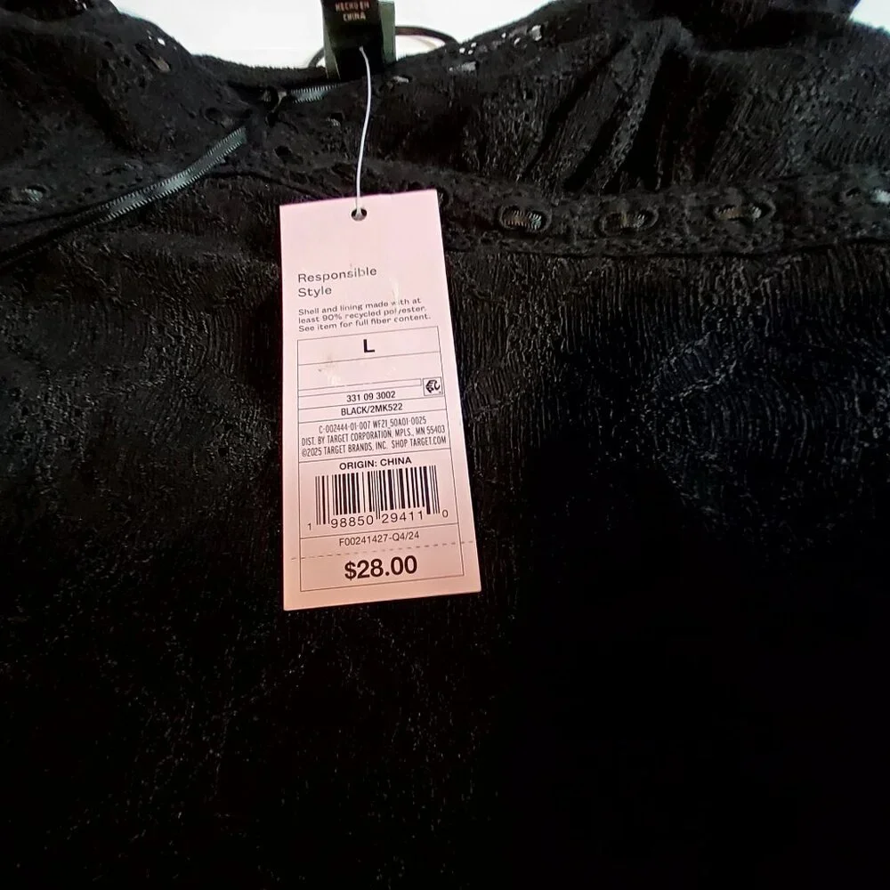 Wild Fable Off-The-Shoulder Black Lace Dress With Lining & Tags lace design - Picture 3 of 12
